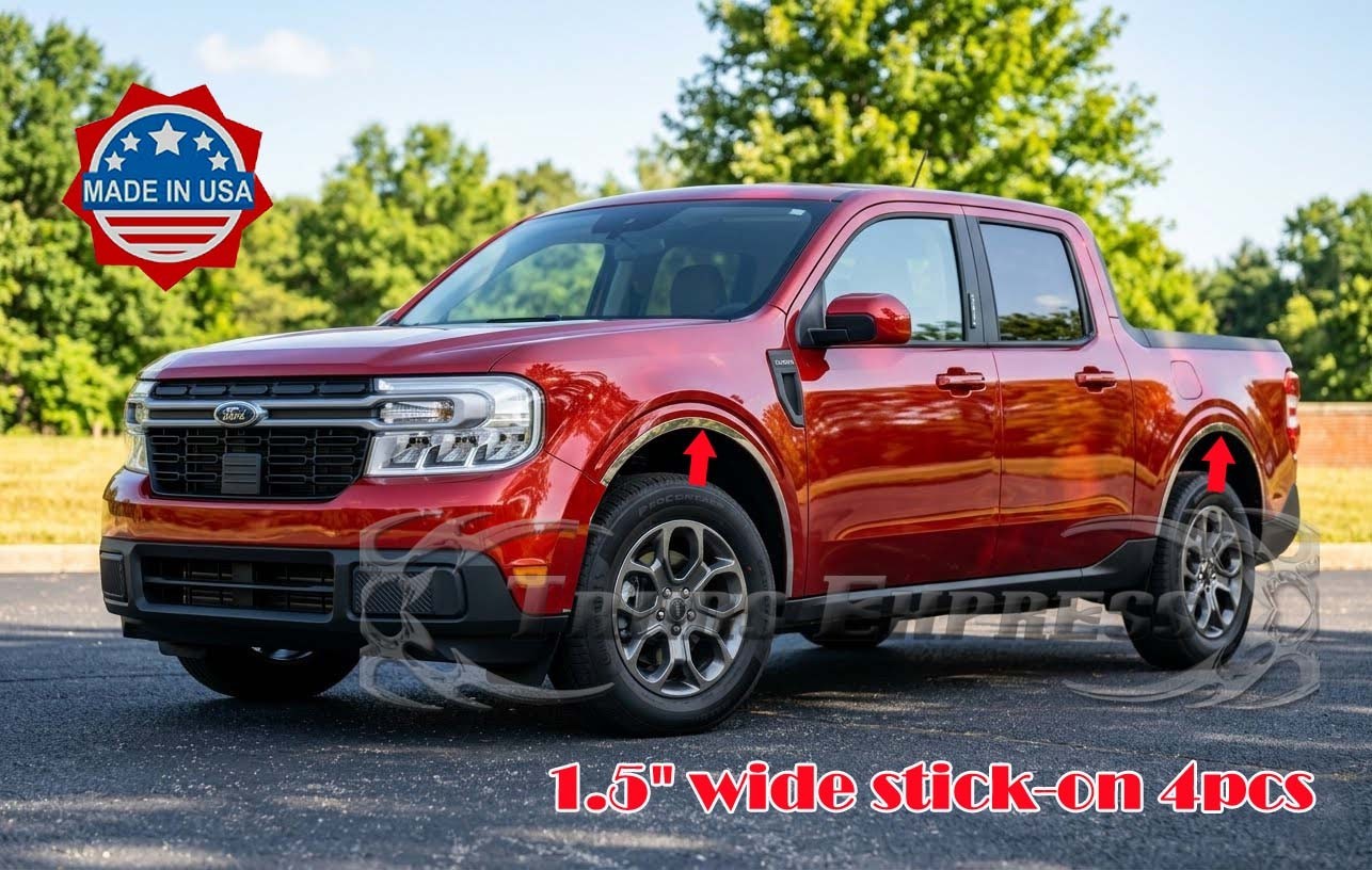 for:2022-2026 Ford Maverick Fender Wheel Well Lip Trim Stainless Stick-On 4Pc