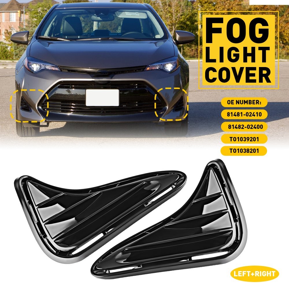 Fits For 2017-2019 Toyota Corolla Front Bumper Insert Fog Light Cover Left+Right