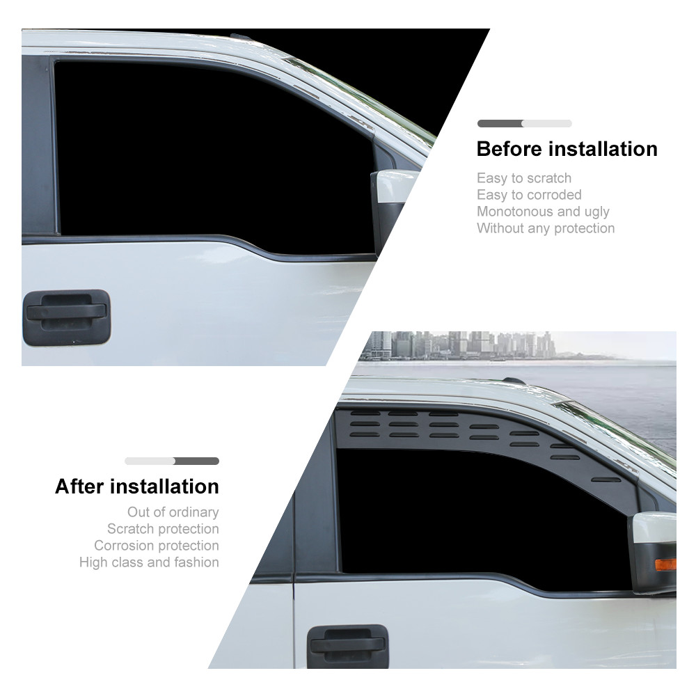 Sides Front Door Window Louvers Air Vent Outlet Plate Cover for Ford F150 09-14