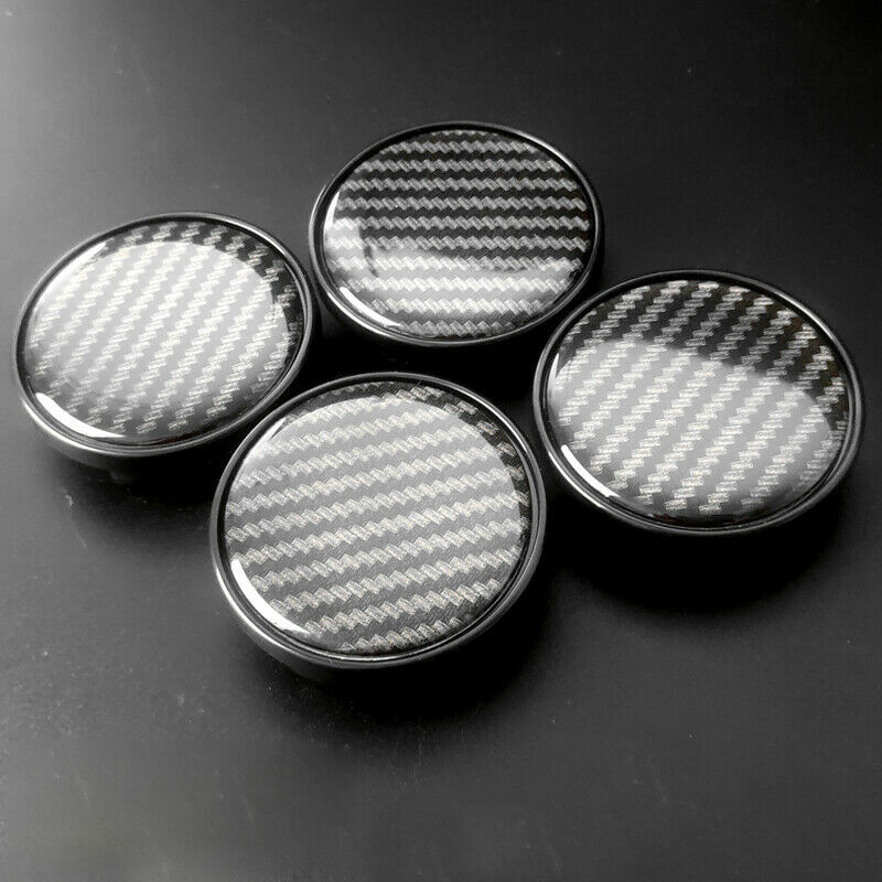 4pcs 60mm Racing Wheel Center Cap Rims Hub Protector Cover Hubcaps Carbon Fiber