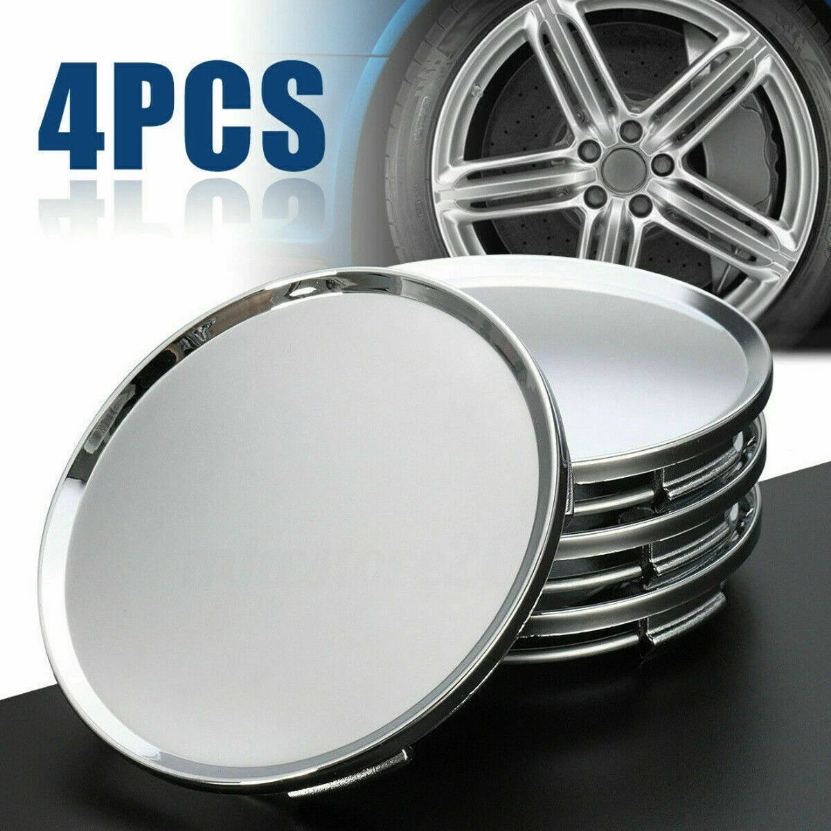 Chrome 4pcs 63mm Car Wheel Center Caps Hub Tyre Rim Hub Cap Cover ABS Universal