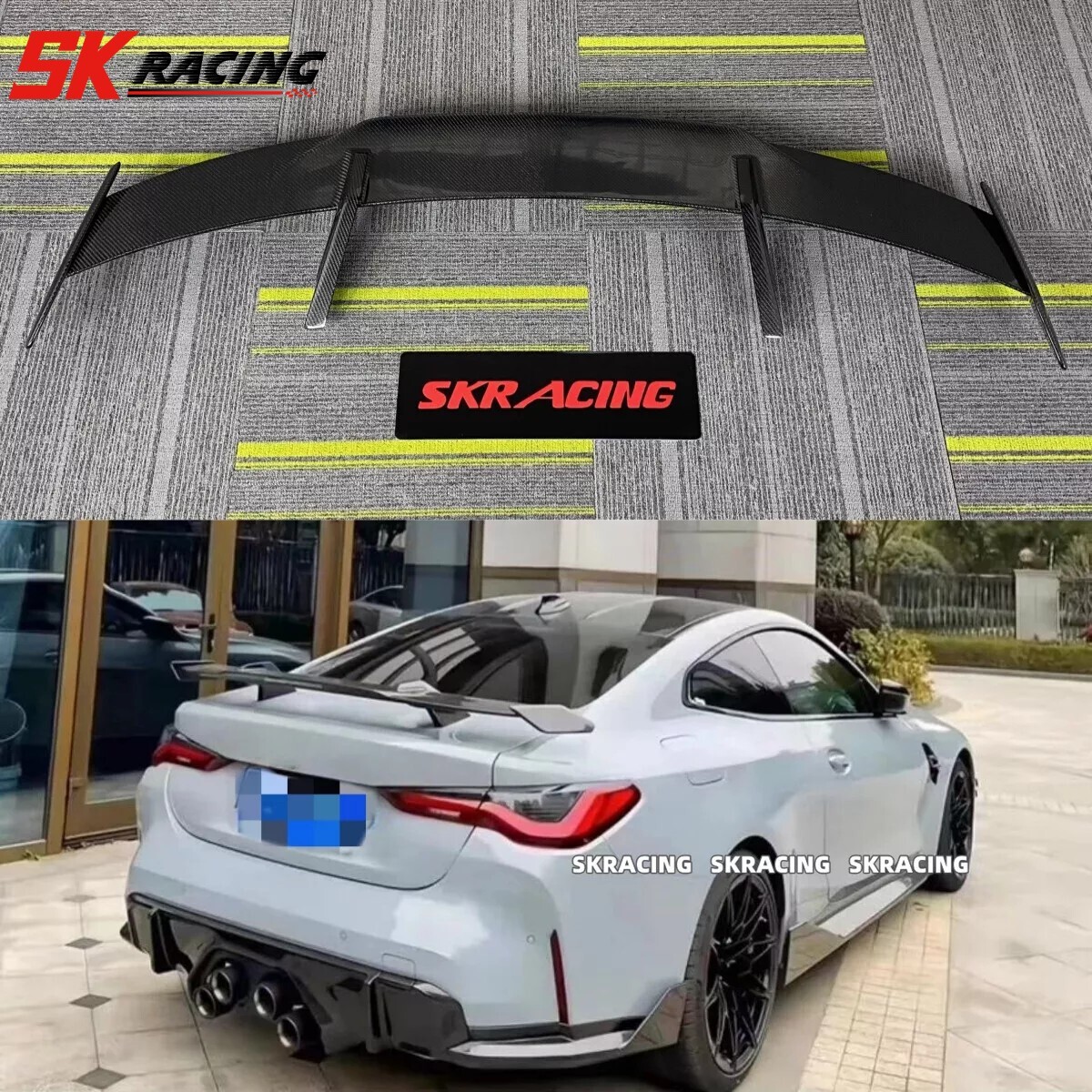 For BMW 8 Series G16 F93 M8 M850i 840i 18-23 Carbon Fiber /Gloss Black Rear Wing