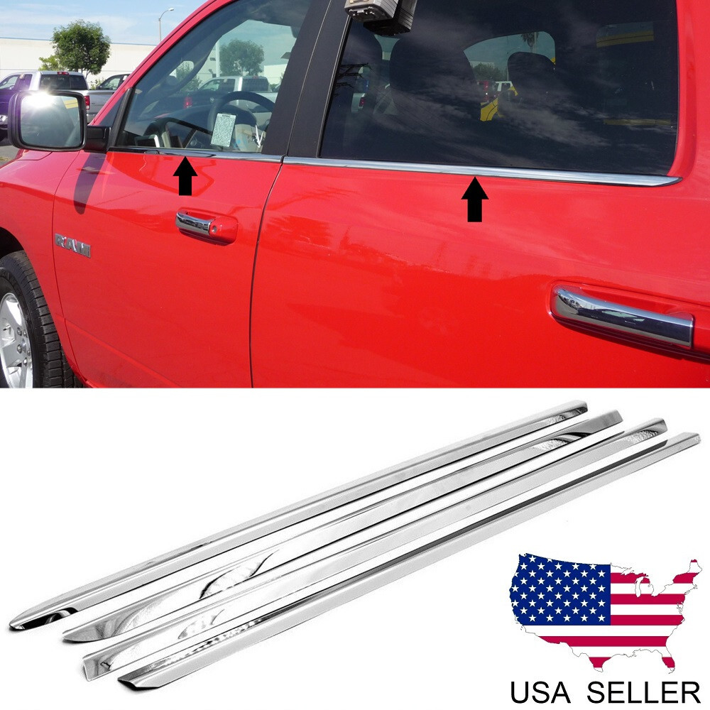 Fit 2020-2024 Dodge Ram 2500 3500 Crew Cab Stainless Chrome Window Sill Trim