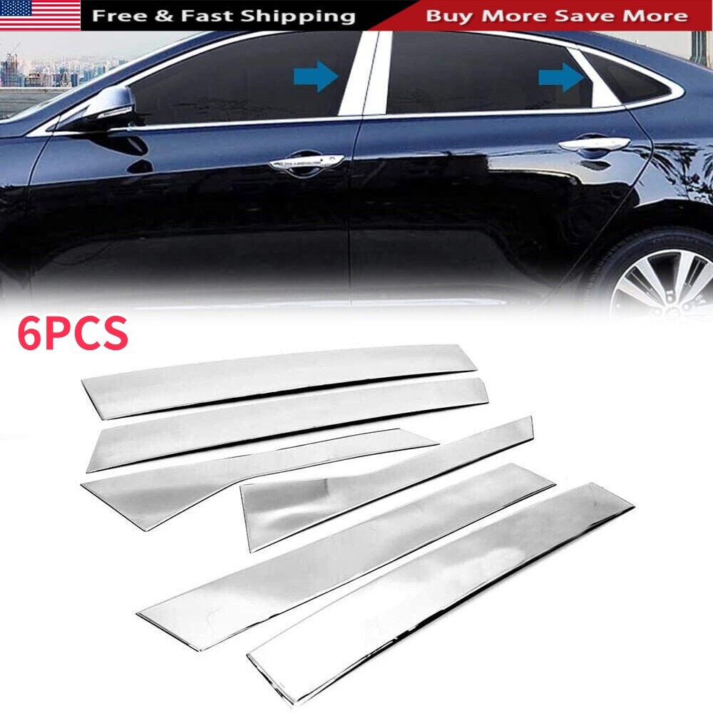 6PCS Chrome Pillar Posts for Chevy Impala 2014-2020 Door Trim Piano Cover Kit