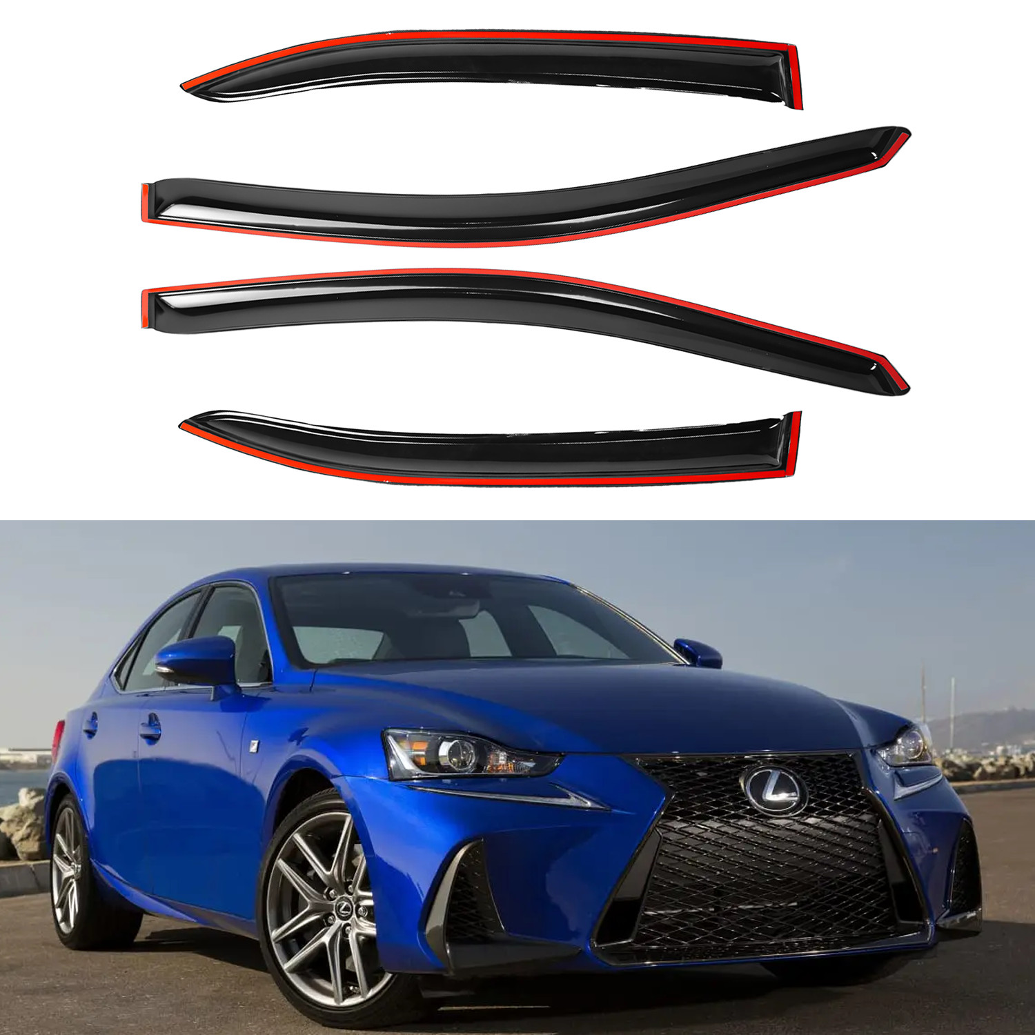 For 2014-2020 Lexus IS200t IS250 IS350 Slim Style Window Visors Rain Guard