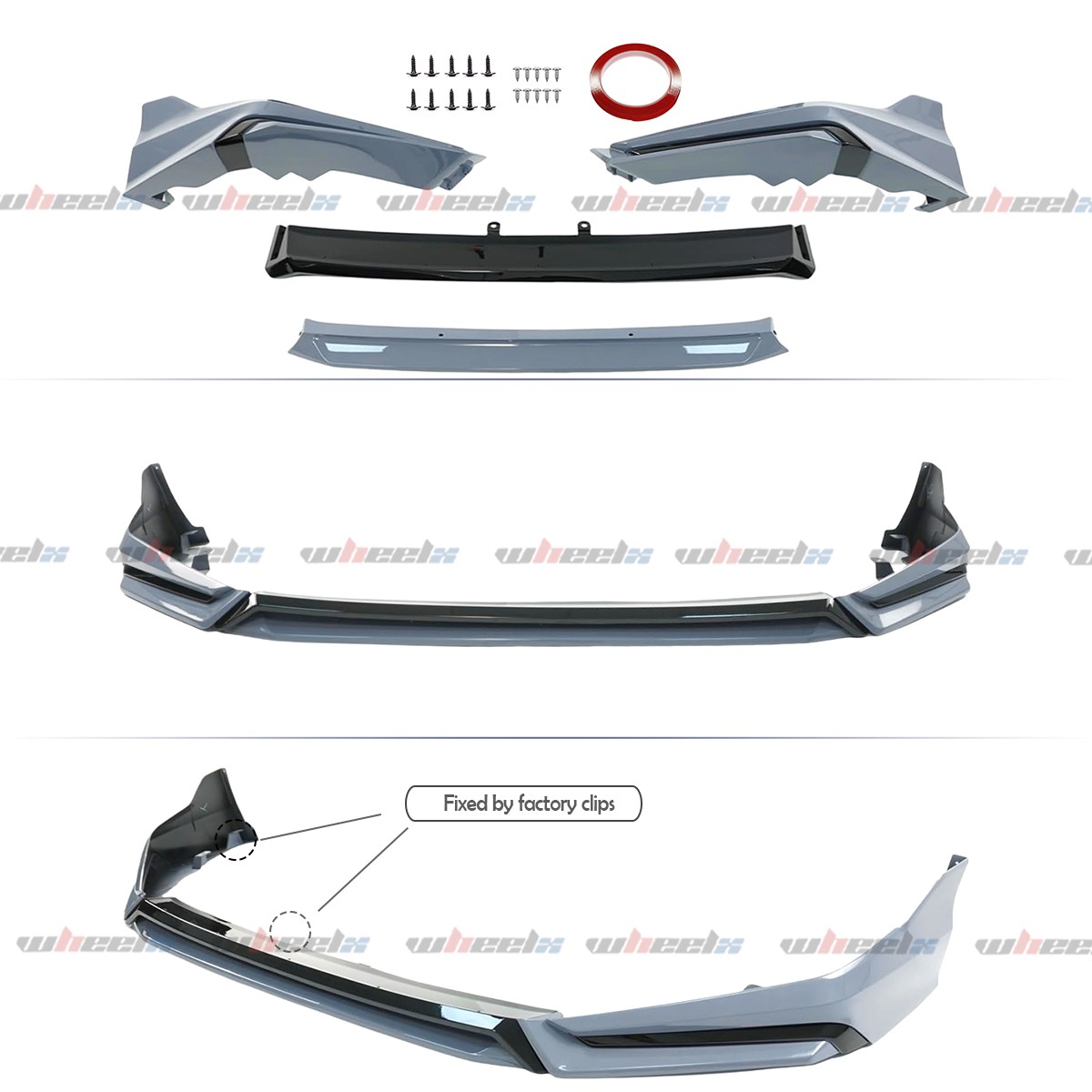 For 2022-24 11th Honda Civic Yofer V3 Glossy Black Front Bumper Lip Splitter Kit