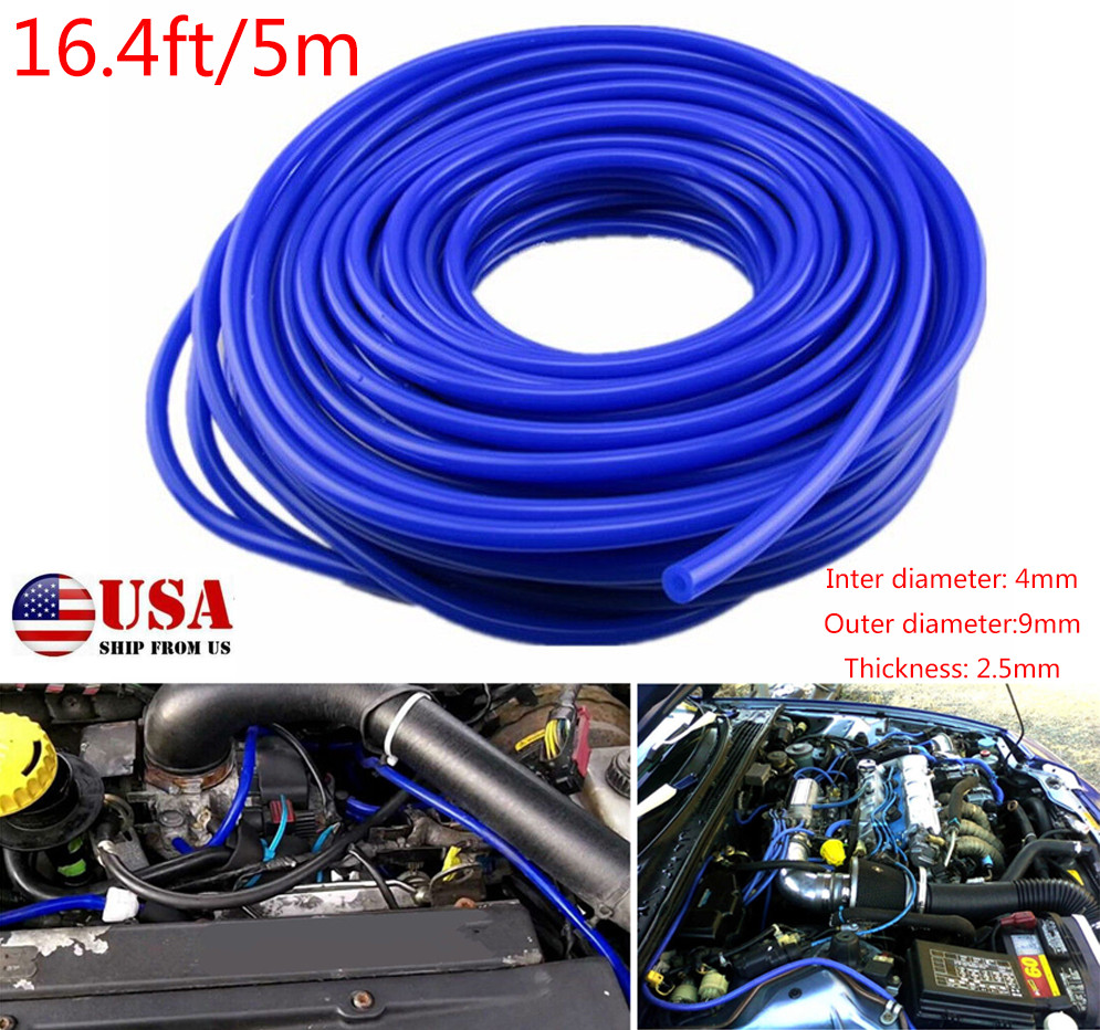 16.4FT Universal High Performance Car Silicone Vacuum Hose Line Tubing 4MM Blue
