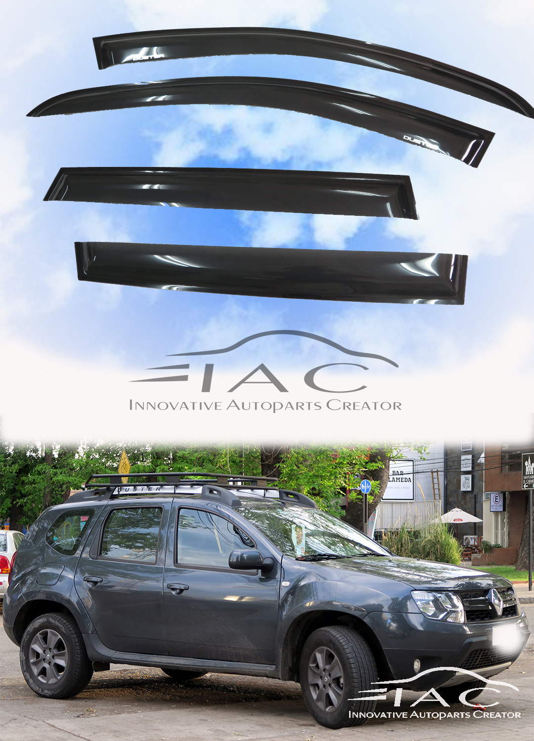 For Renault DUSTER 09-18 With Sliver L Window Visor Vent Rain Guard Visor