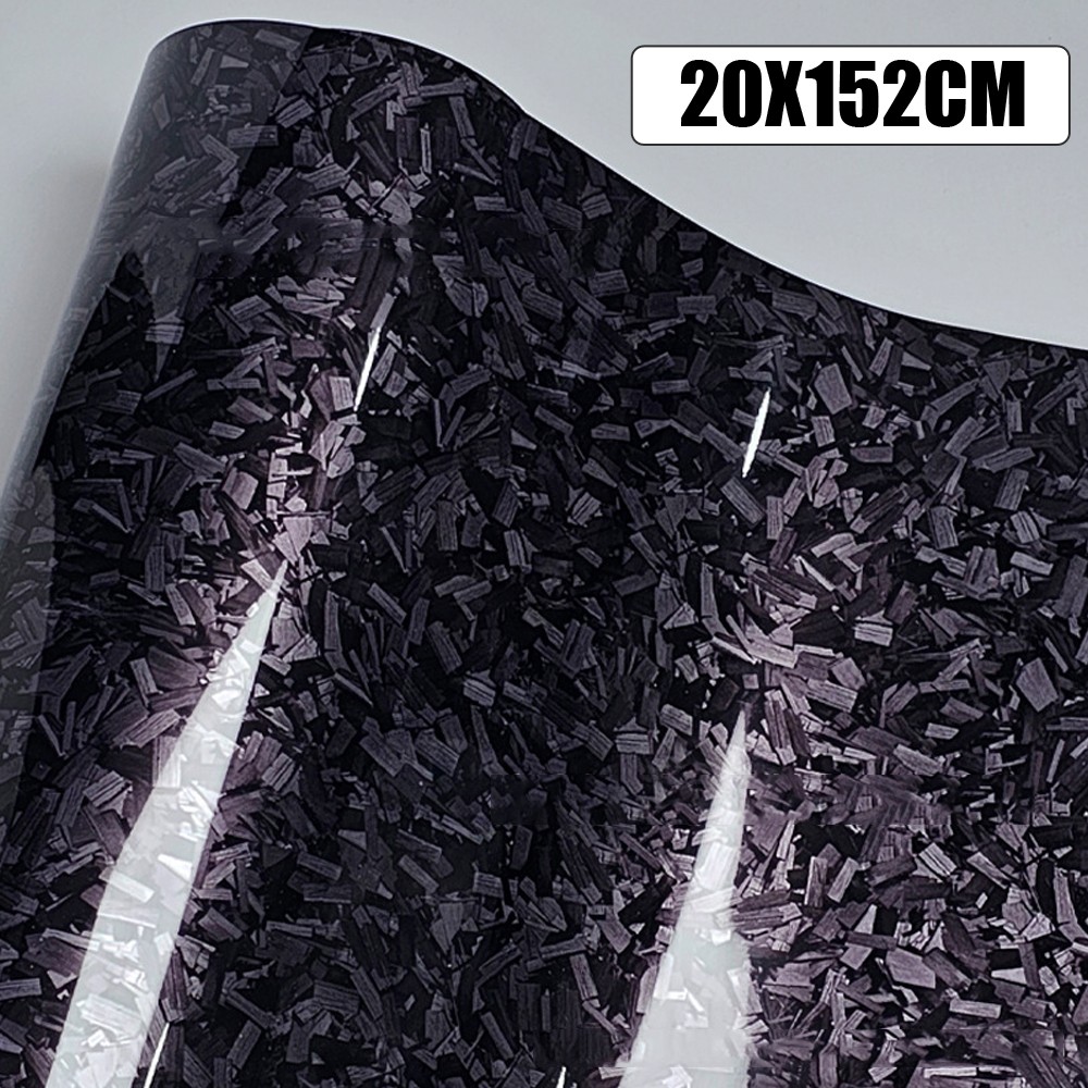 Black Glossy Forged Carbon Fiber Wrapping Vinyl Film Car Accessories 20*152cm