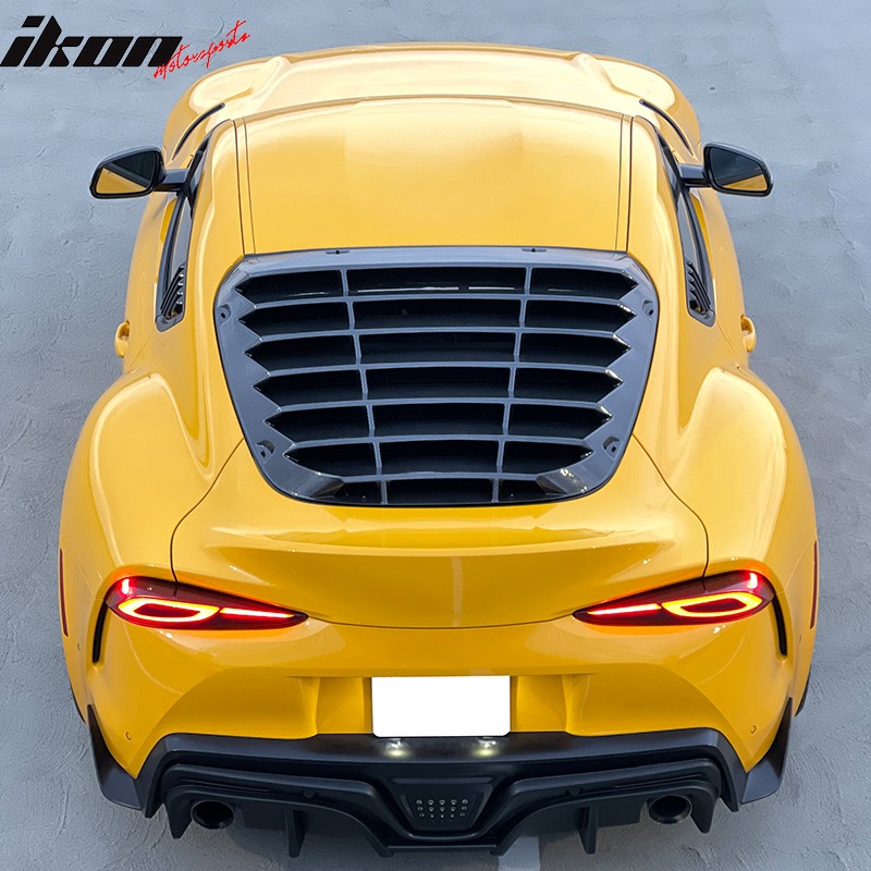 Fits 20-23 Toyota GR Supra A90 IKON Rear Window Louver PP Carbon Fiber Print