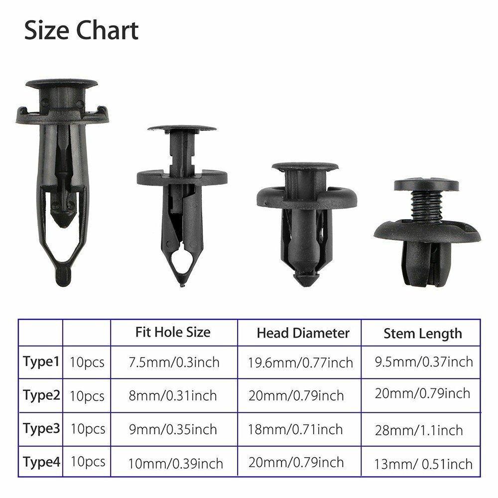 40 Car Plastic Rivets Fastener Clips Bumper Push Pin Rivet Retainer Accessories