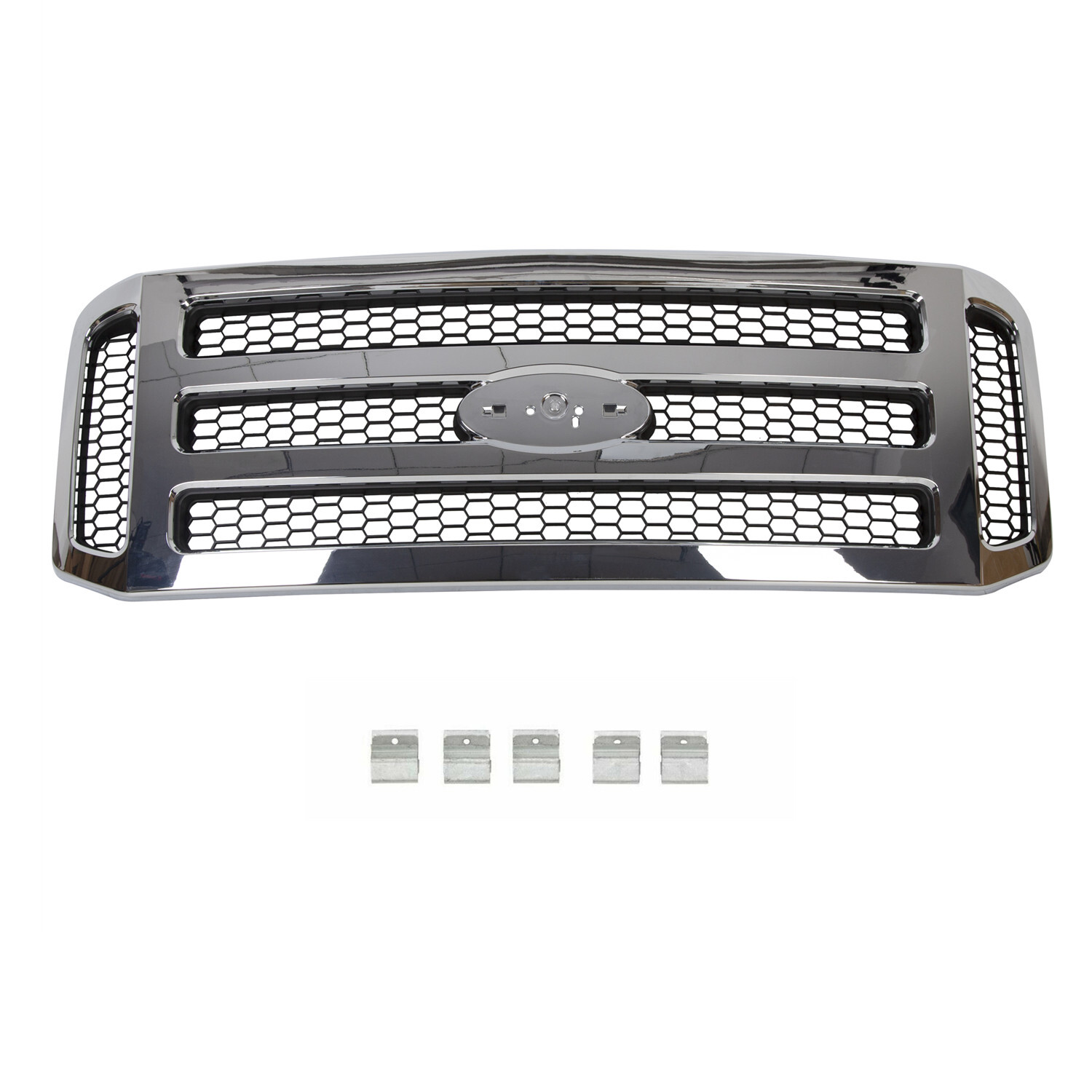 Grille Chrome Shell w/Gray Insert for Ford 2005-2007 F250 F350 2005 Excursion