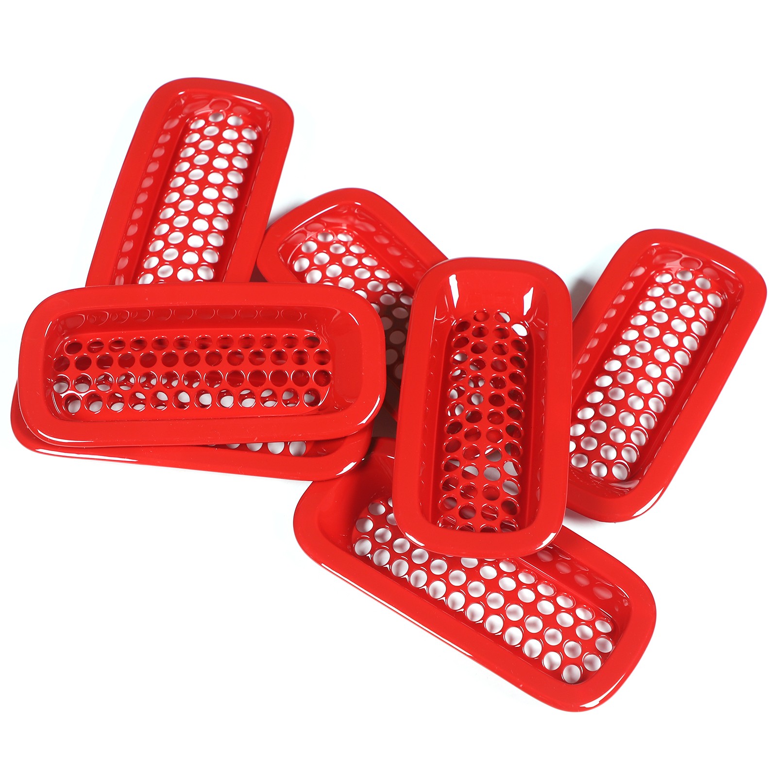 Red Front Bumper Grille Insert Honeycomb Mesh Kits For Hummer H3 2005-2009 7PCS