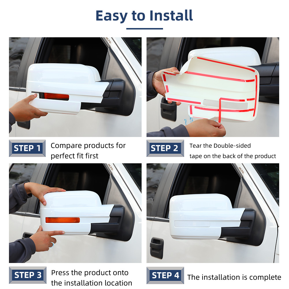 Side Oxford White Full Mirror Cover Cap for Ford F150 2009-2014 w&w/o Turn Light