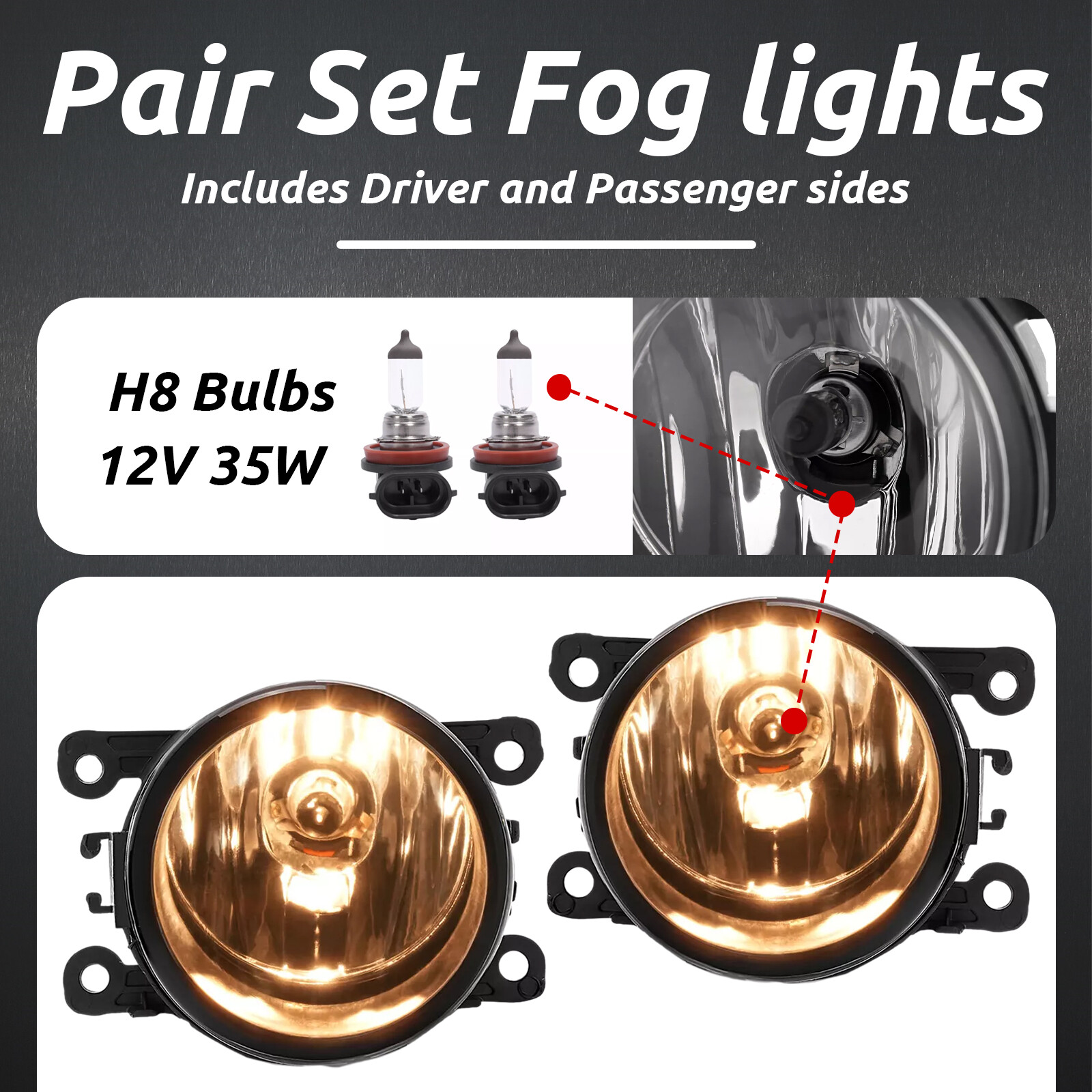 For Ford Explorer 2011 2012 2013 2014 2015 Fog Light Driving Lamp w/Bulbs Pair