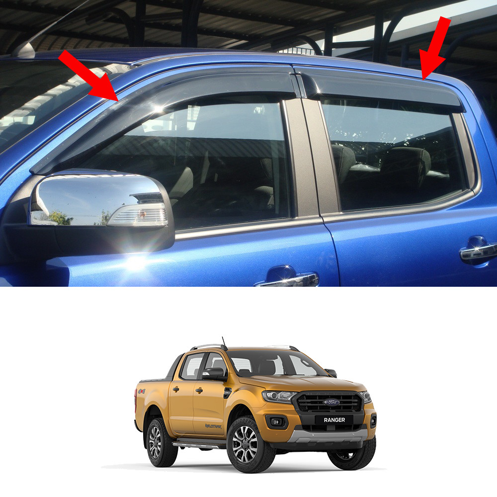 Black Big Visor Wind Deflector Weather Guard For Ford Ranger New 4 Door 2018 19