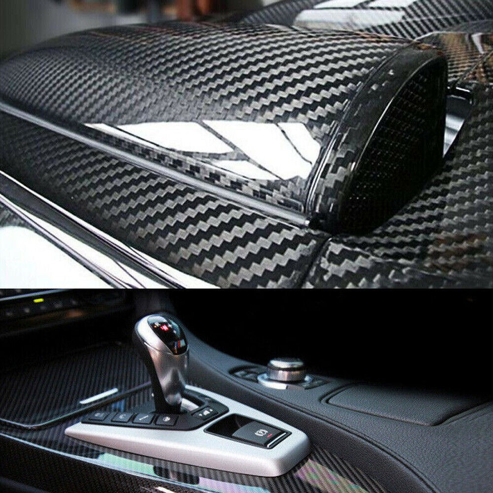 Car Stickers Carbon Fiber Vinyl 12″x60″ 5D SUPER Shiny Gloss Glossy Wrap Black