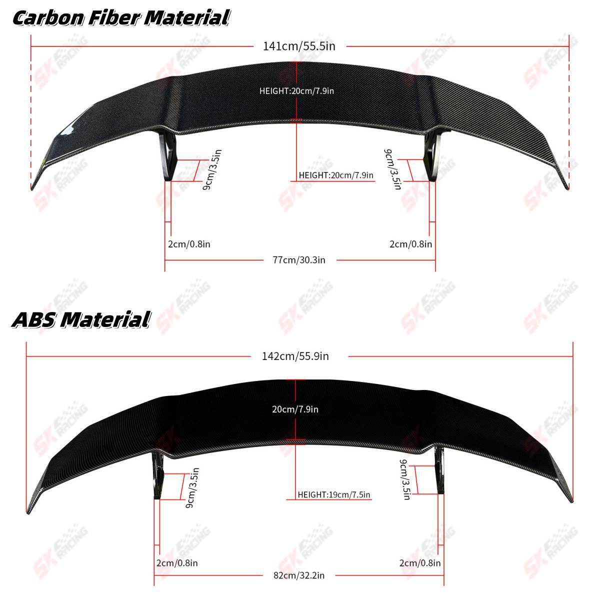 Universal Racing Car Rear Trunk Lip Spoiler Wing Gloss Black/Forged/Carbon Fiber