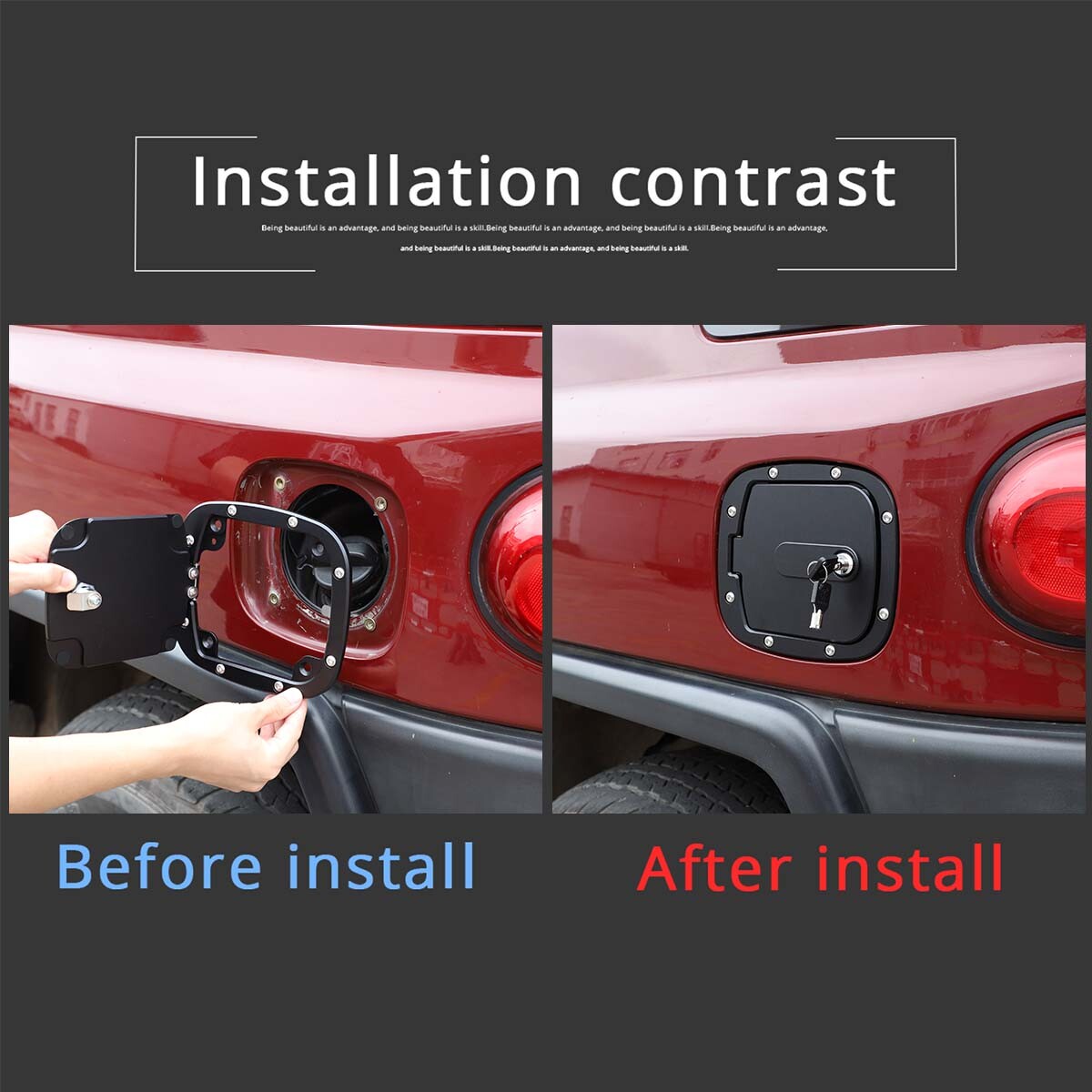 Replace Black Alloy Fuel Tank Cap Outer Cover Trim For Toyota FJ Cruiser 2007-21