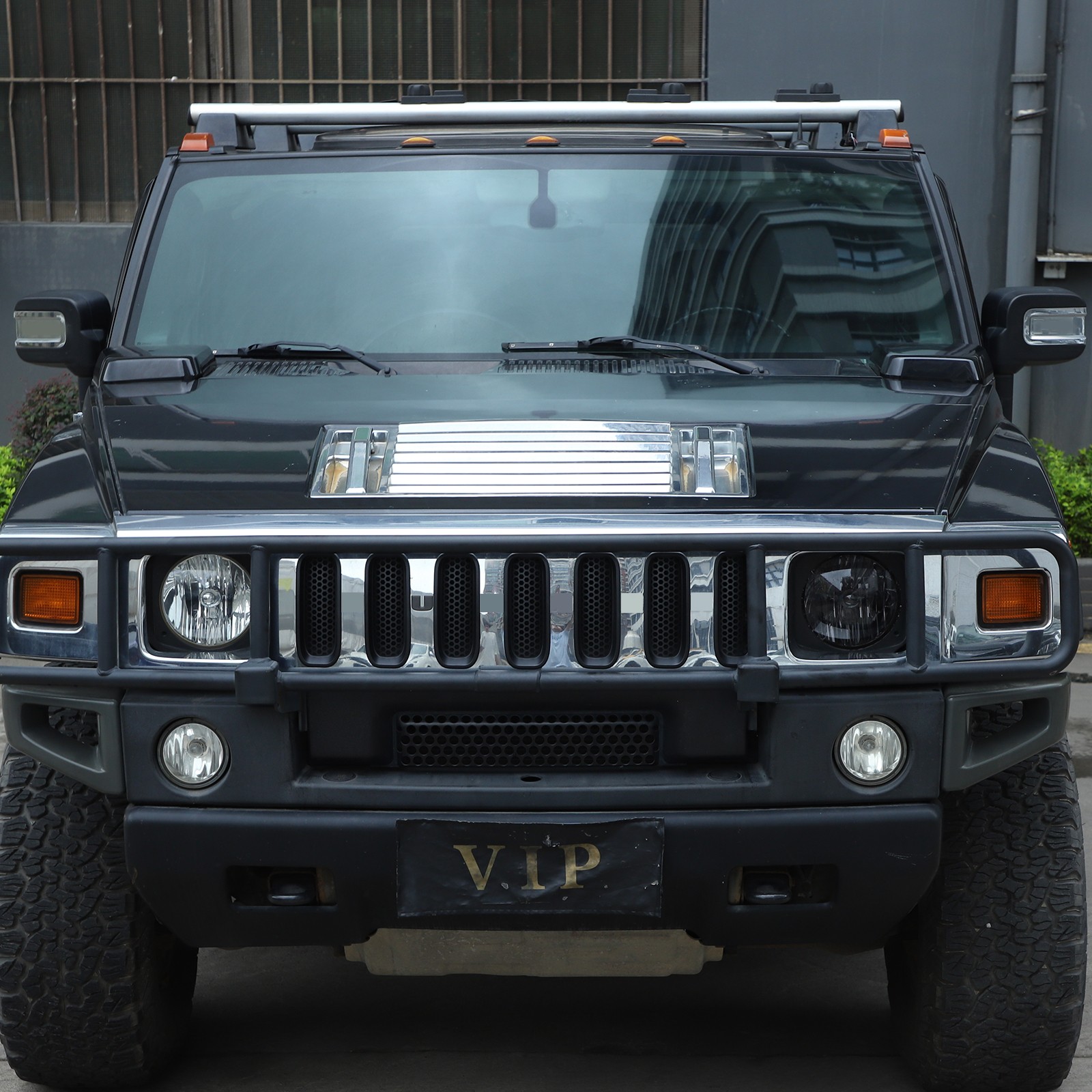 7PCS Front Grille Inserts Cover Trim Accessories Black For Hummer H2 2003-2009