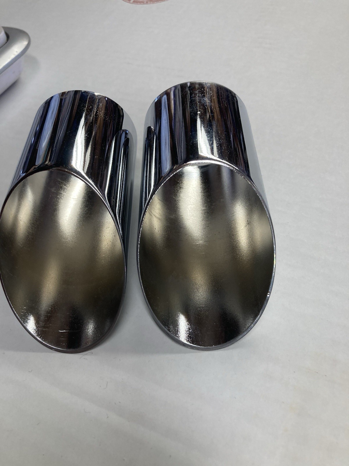 Vintage Angelus Chrome Exhaust Extensions Acc. 2 1/8″ID x 4 1/2″ angle cut