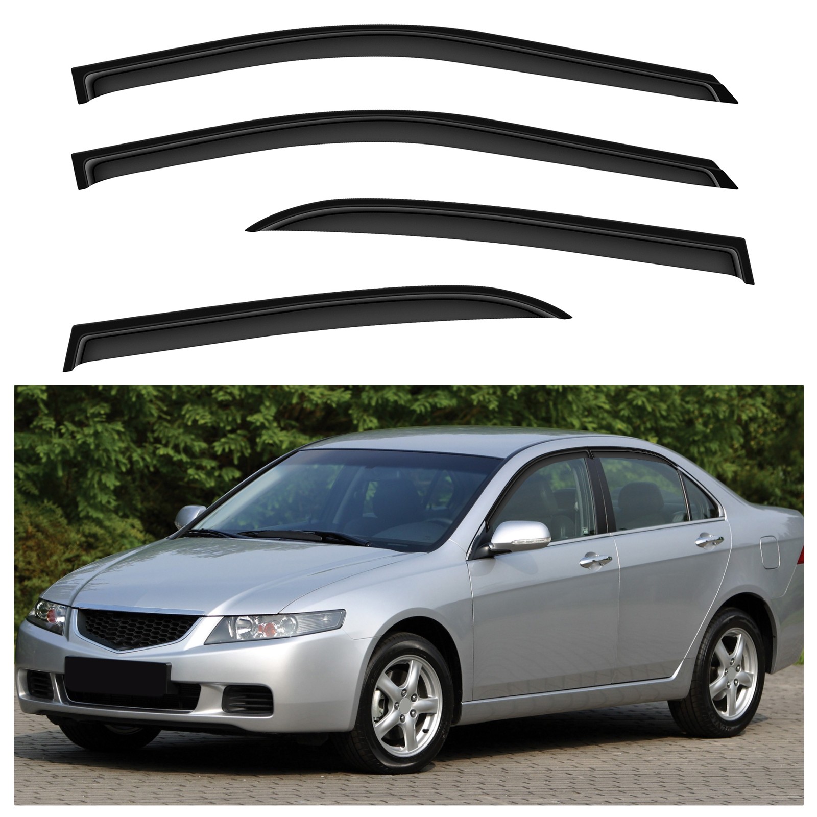 Slim Style Window Visor Rain Vent Shade Guard Deflector For Accord Sedan 2003-07
