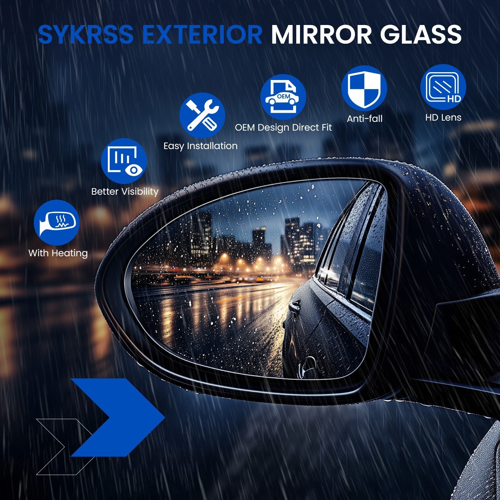 Left/Right Side Mirror Glass for 07-14 Chevrolet Silverado 2500HD 3500HD
