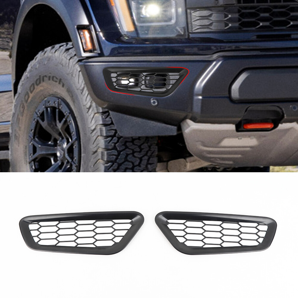 Front Bumper Honeycomb Trim Cover For Ford F150 Raptor 2021-25 Black Accessories