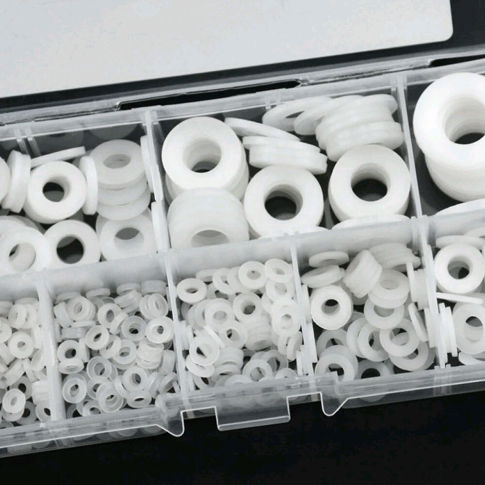 500Pcs White Nylon Gasket Assorted Set Seal Gasket Kits Tools Car Accessories