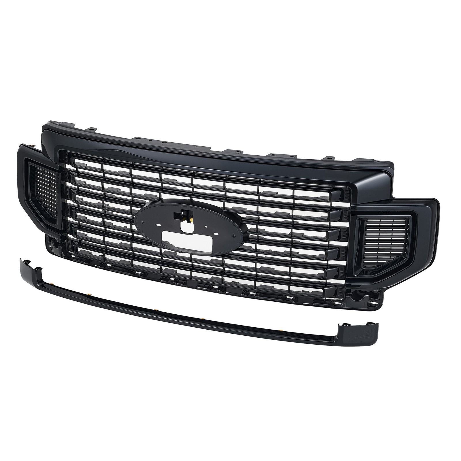 Front Bumper Grille Gloss Black For 2020-2022 Ford F-250 F-350 F-450 Super Duty
