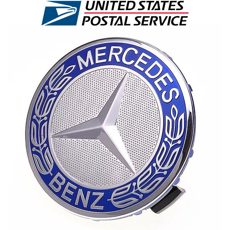 4x For Mercedes-Benz Dark Blue Wheel Center Hubcaps Emblem Rim Cap Set 75mm