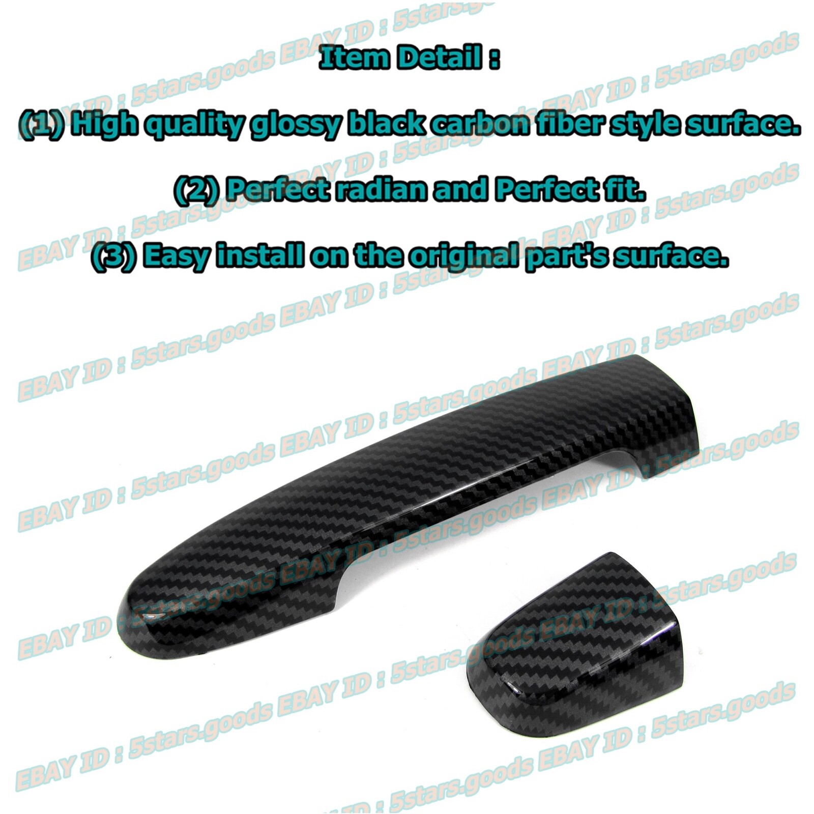 Carbon Fiber Covers Trims For 2008-2015 Scion xB Wagon Side Mirror + Door Handle