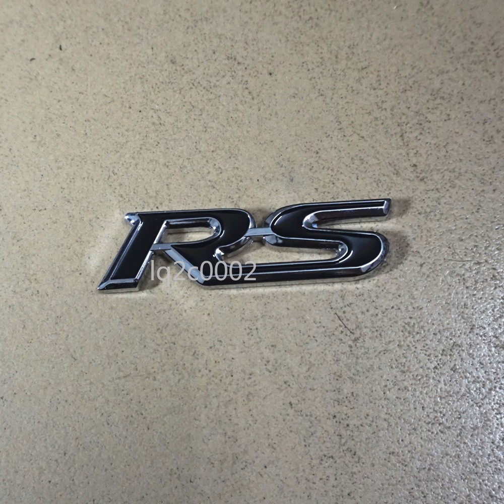 Black Silver RS Chrome Metal Big Grille Emblem + 3x Sticker Decal Badge AWD Line