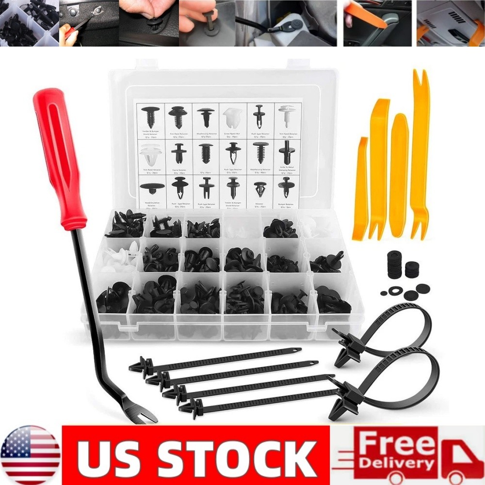 415Pcs Car Retainer Clips & Fastener Remover 18 Sizes Auto Push Pin Rivets Kit