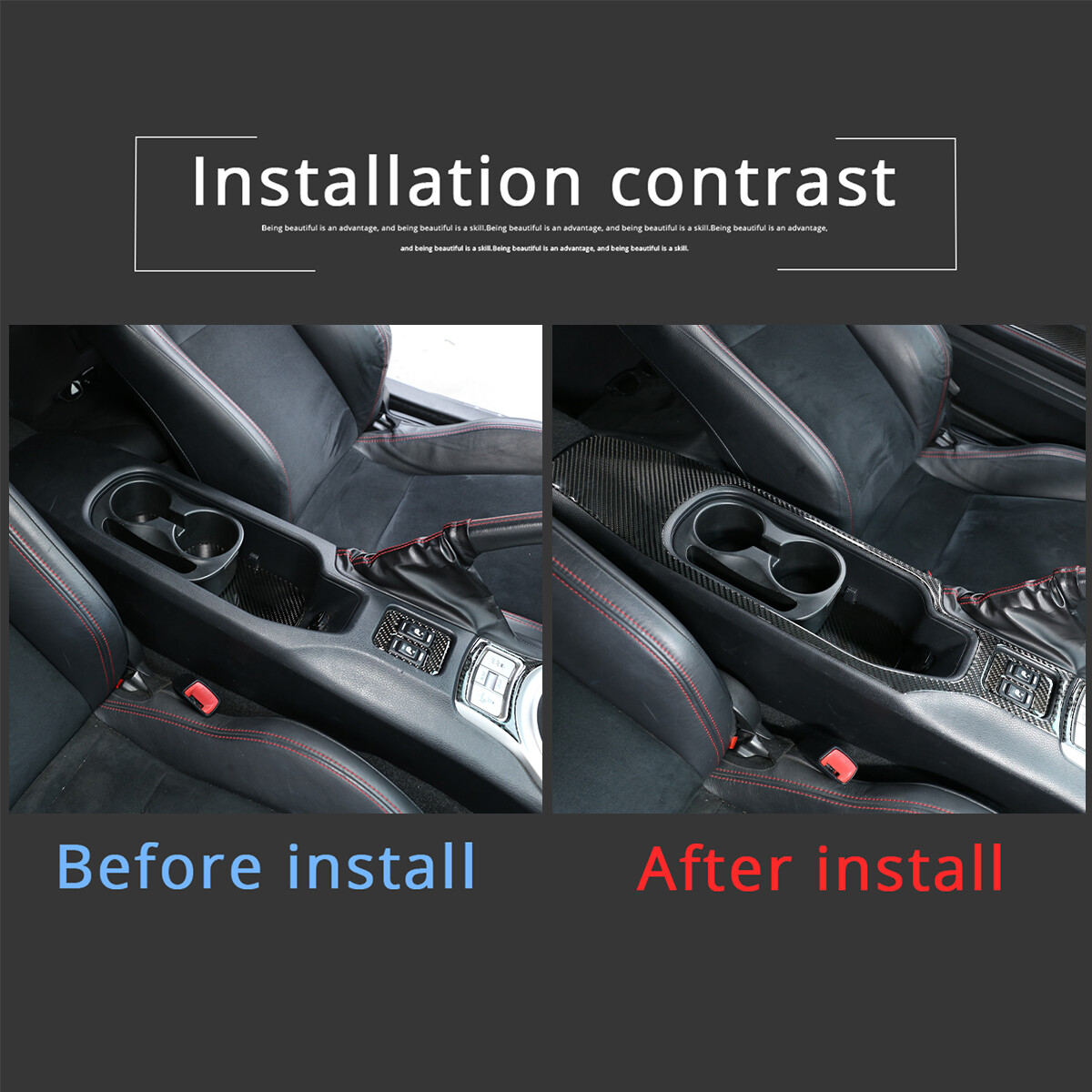 Carbon Fiber Watecup Panel Trim Cover For Toyota GT86 Scion FR-S Subaru BRZ 16+