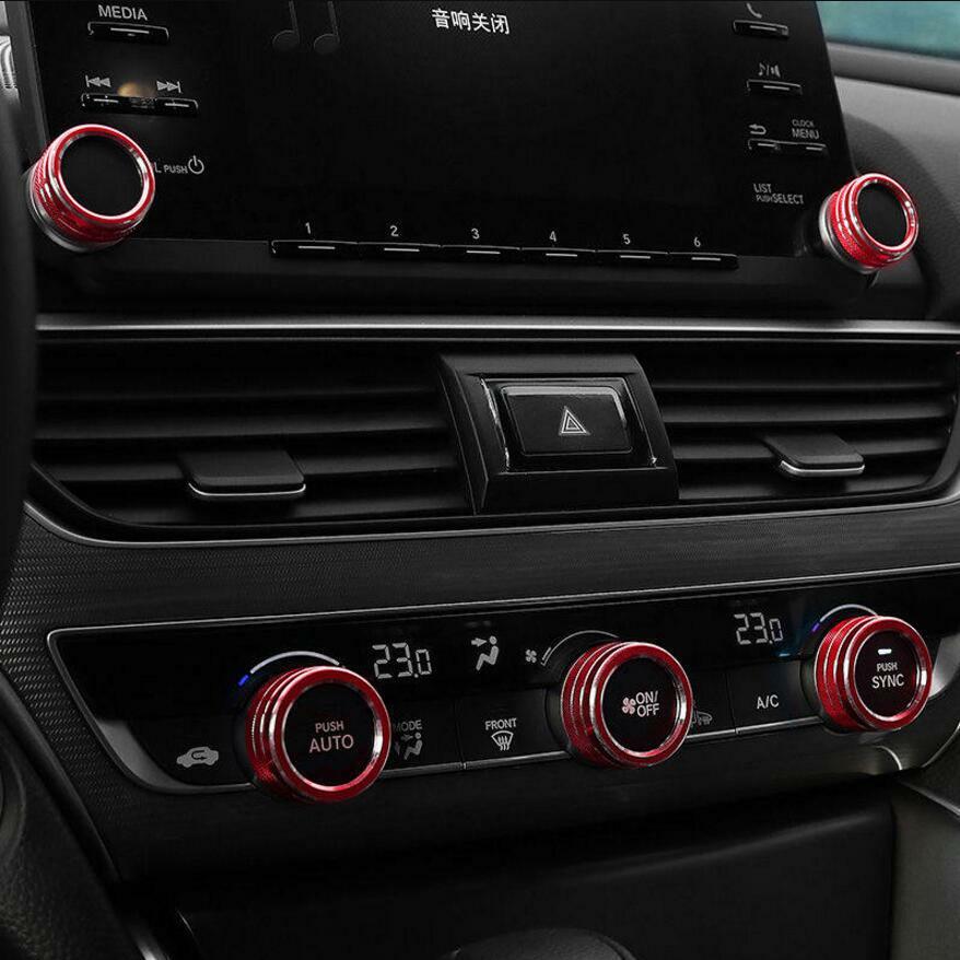Fit For Honda Accord 2018-2020 Red Interior Dashboard Button Circle Trim 5pc