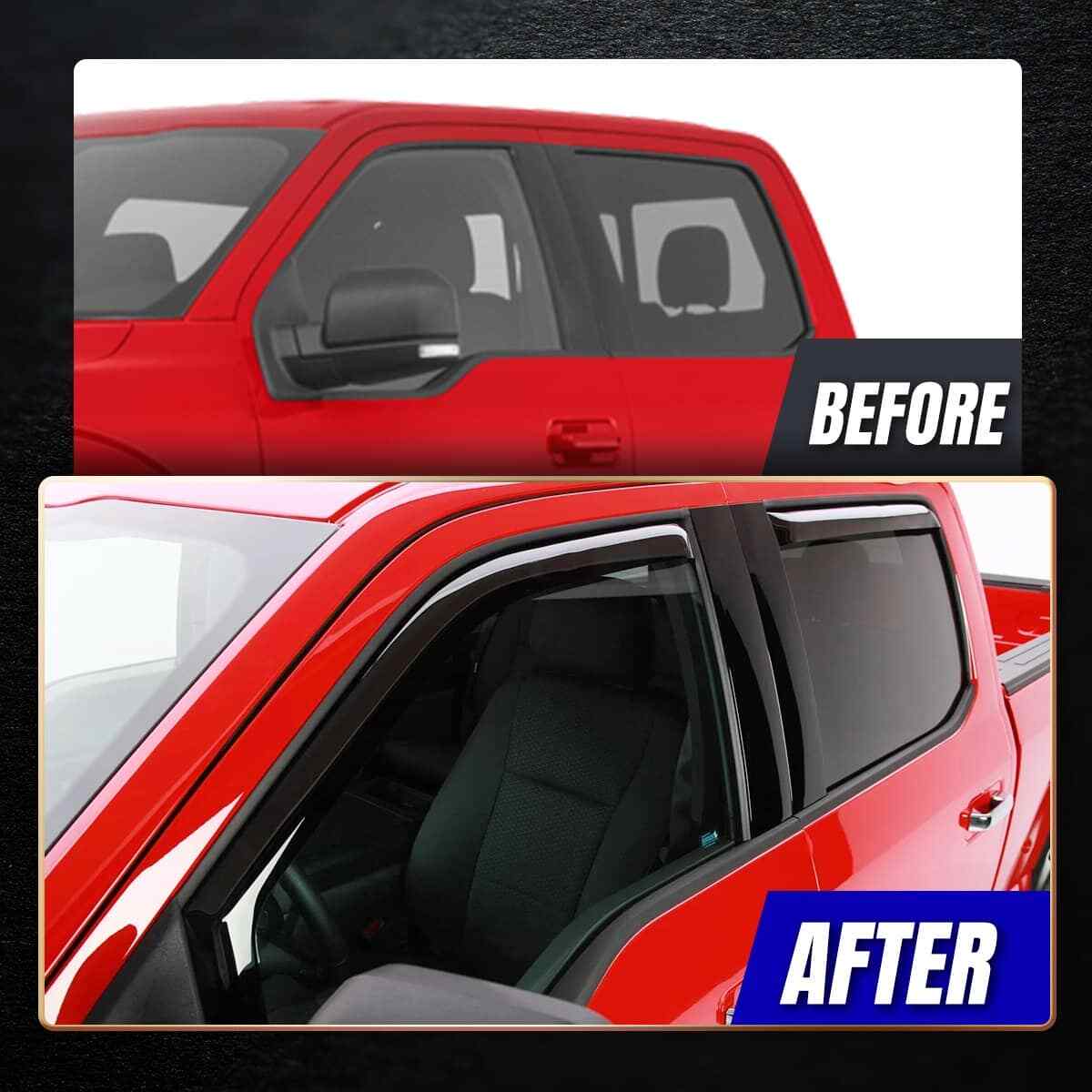 For Ford F150 F-150 Super Crew Cab 15-22 In Channel Window Visors Sun Rain Guard
