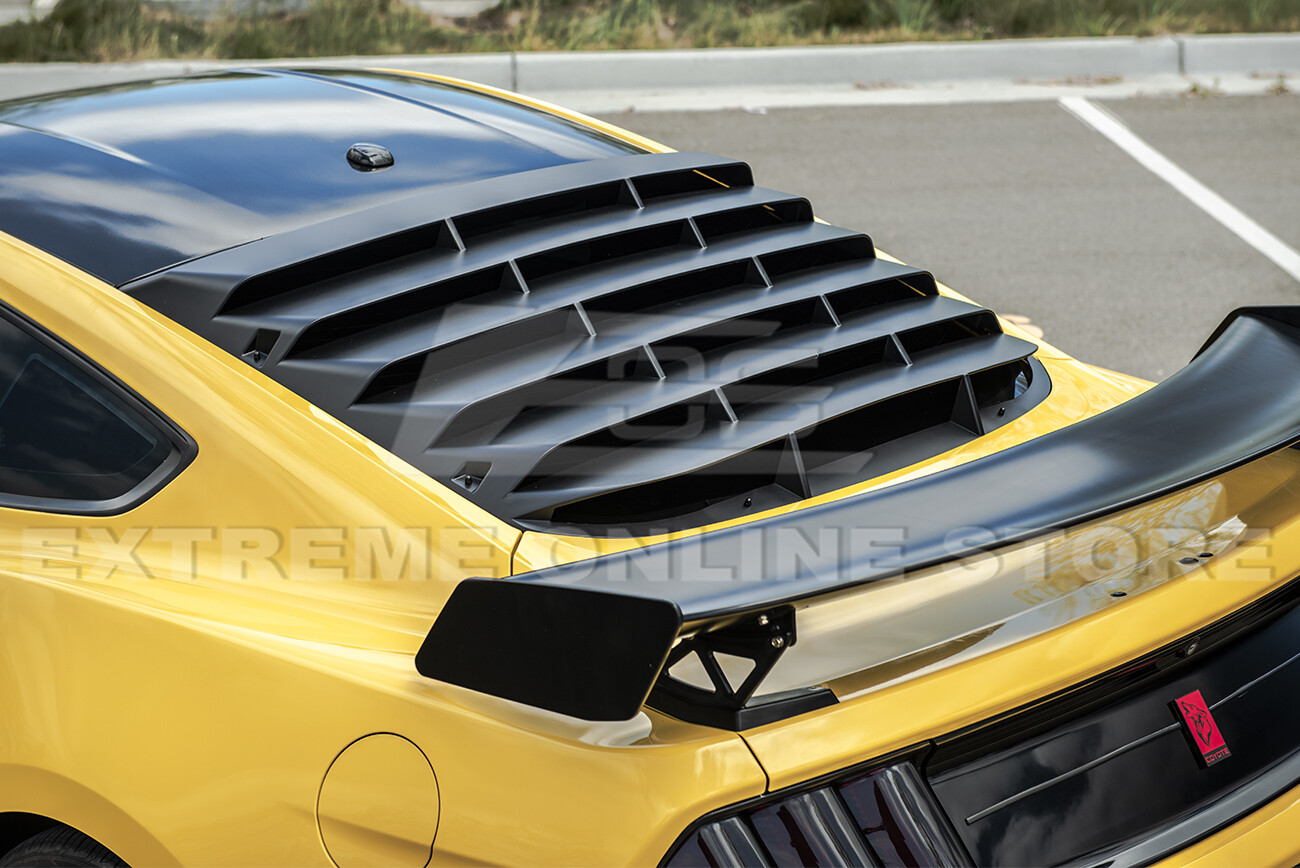 For 15-Up Ford Mustang Coupe | Primer Black Rear Window Louver Cover Sun Shade