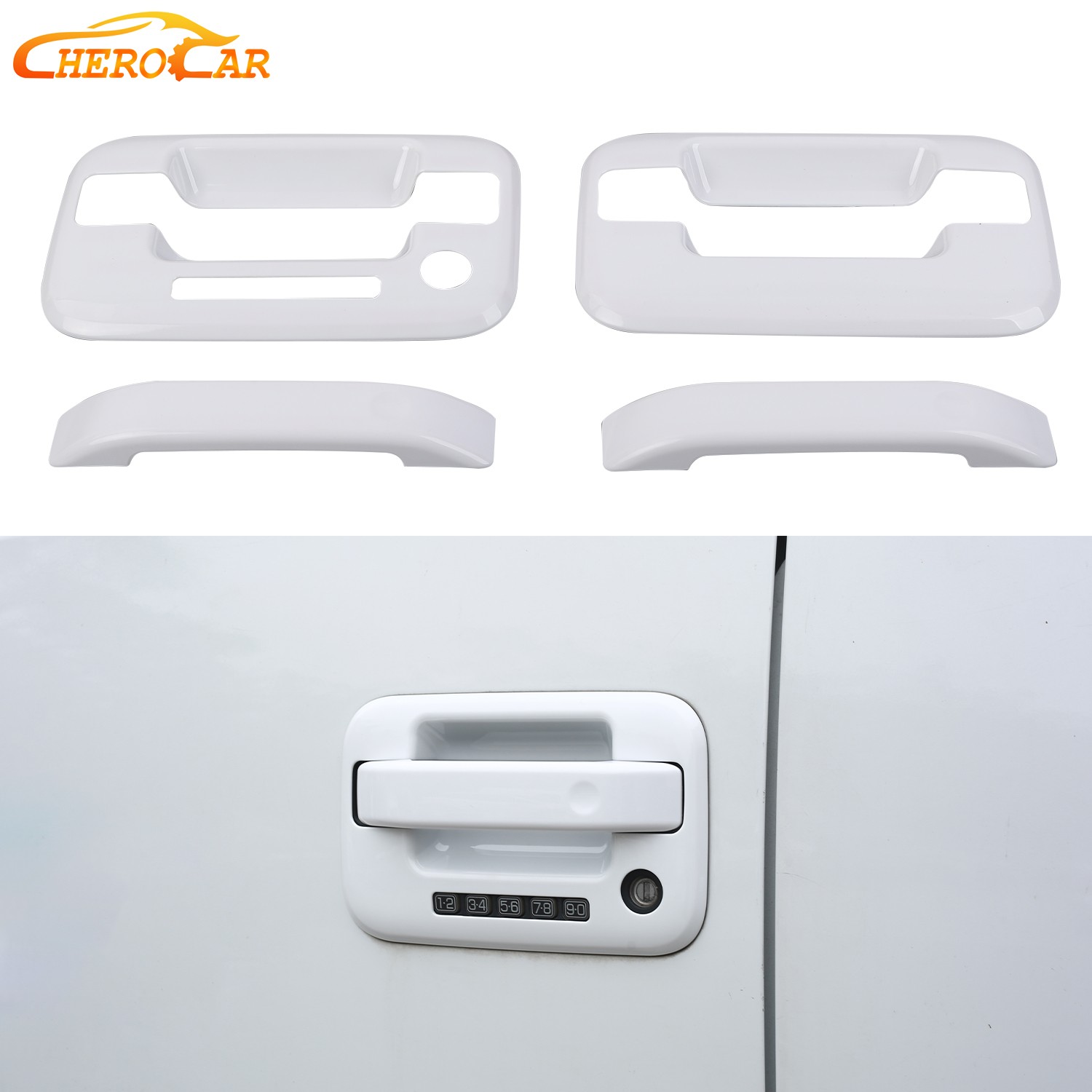 For 2004-2013 2014 FORD F150 2Door Handle Covers Trim Decor W/PSKH W/O KP WHITE