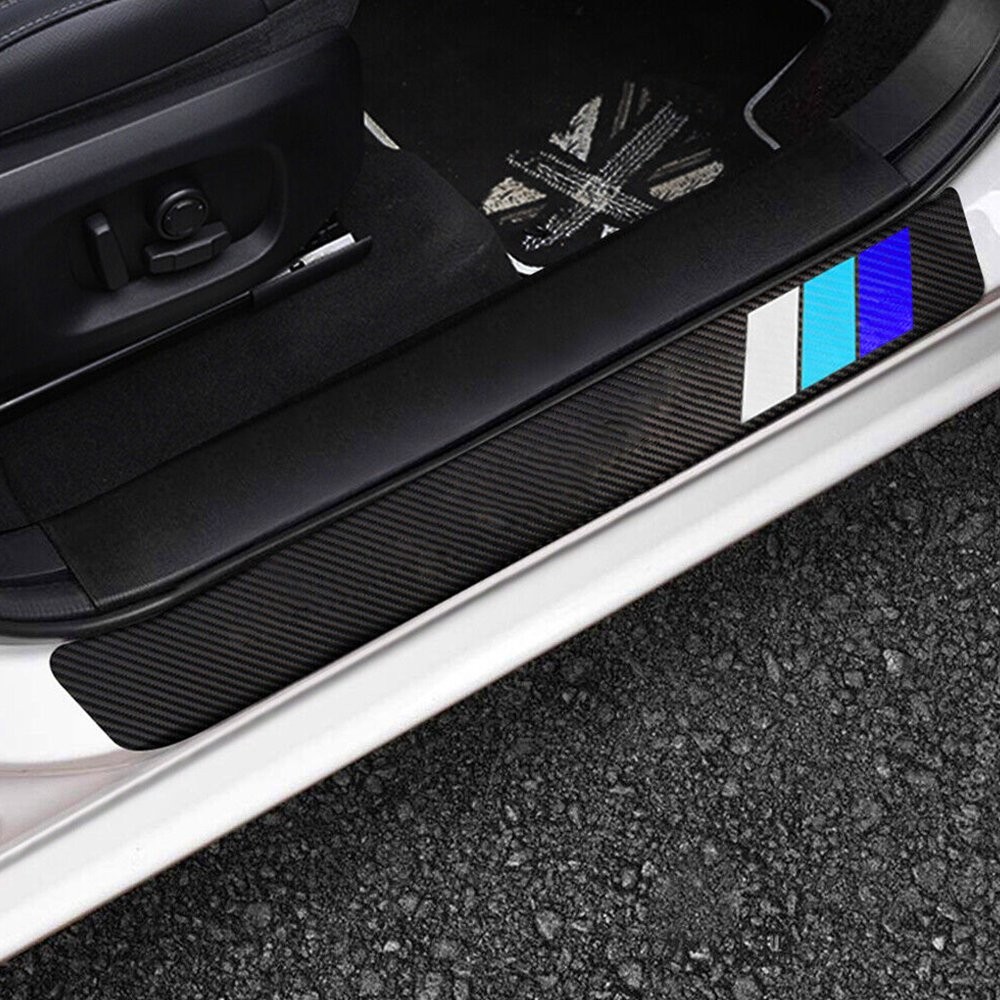 4PCS Fits For Car Toyota Door Sill Plate Protector Scuff Entry Guard Cover Blue