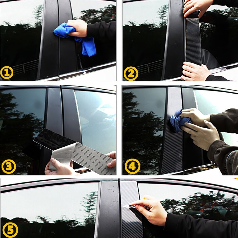 Carbon Fiber Pillar Post Door Trim Accessories PC For Honda Civic Sedan 16-21
