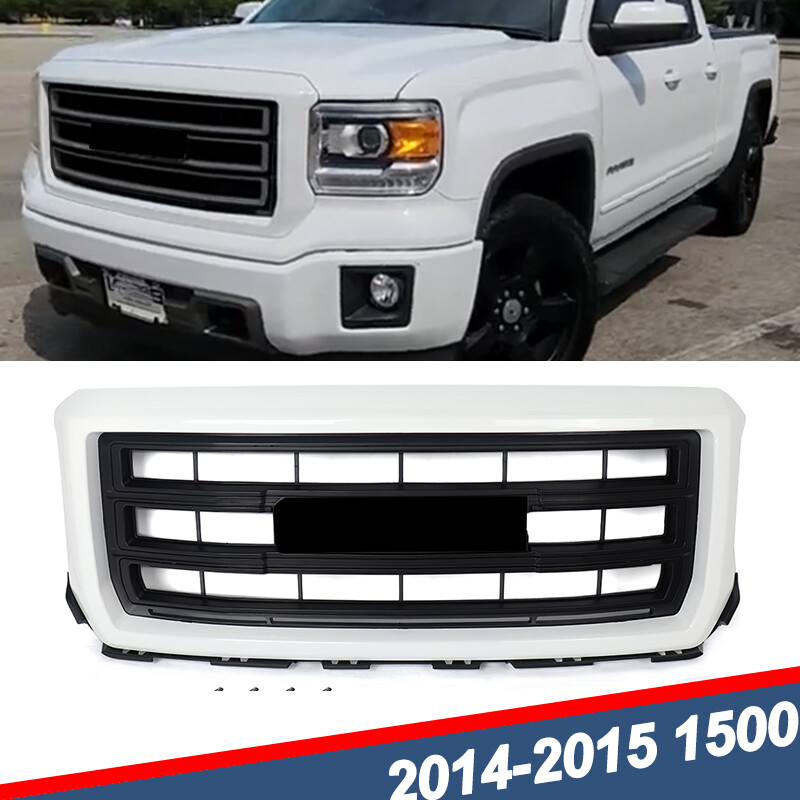 SLT Style Front Bumper Grille Summit White+Black Fit For 2014-15 GMC Sierra 1500