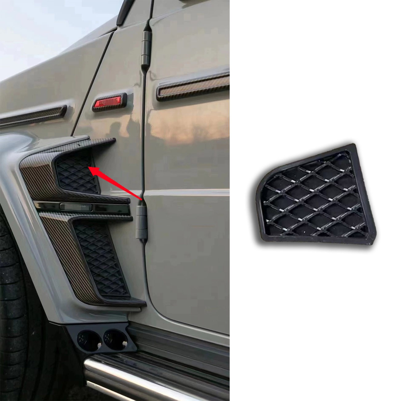 For Benz W463 W464 G500 G63 Brabus ABS Front Wheel Fender Vent Grid Mesh Trim