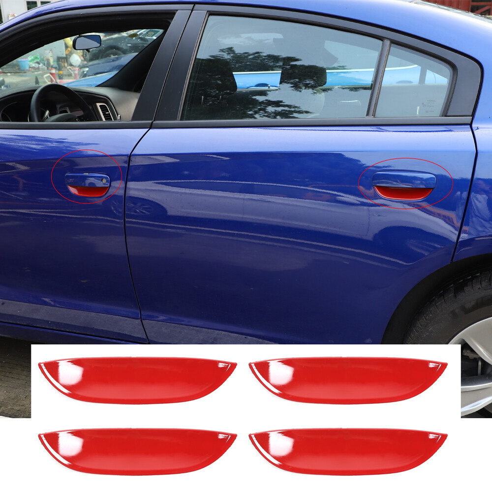 4x Exterior Door Handle Bowl Decor Cover Trim Bezel for Dodge Charger 2011+ Red