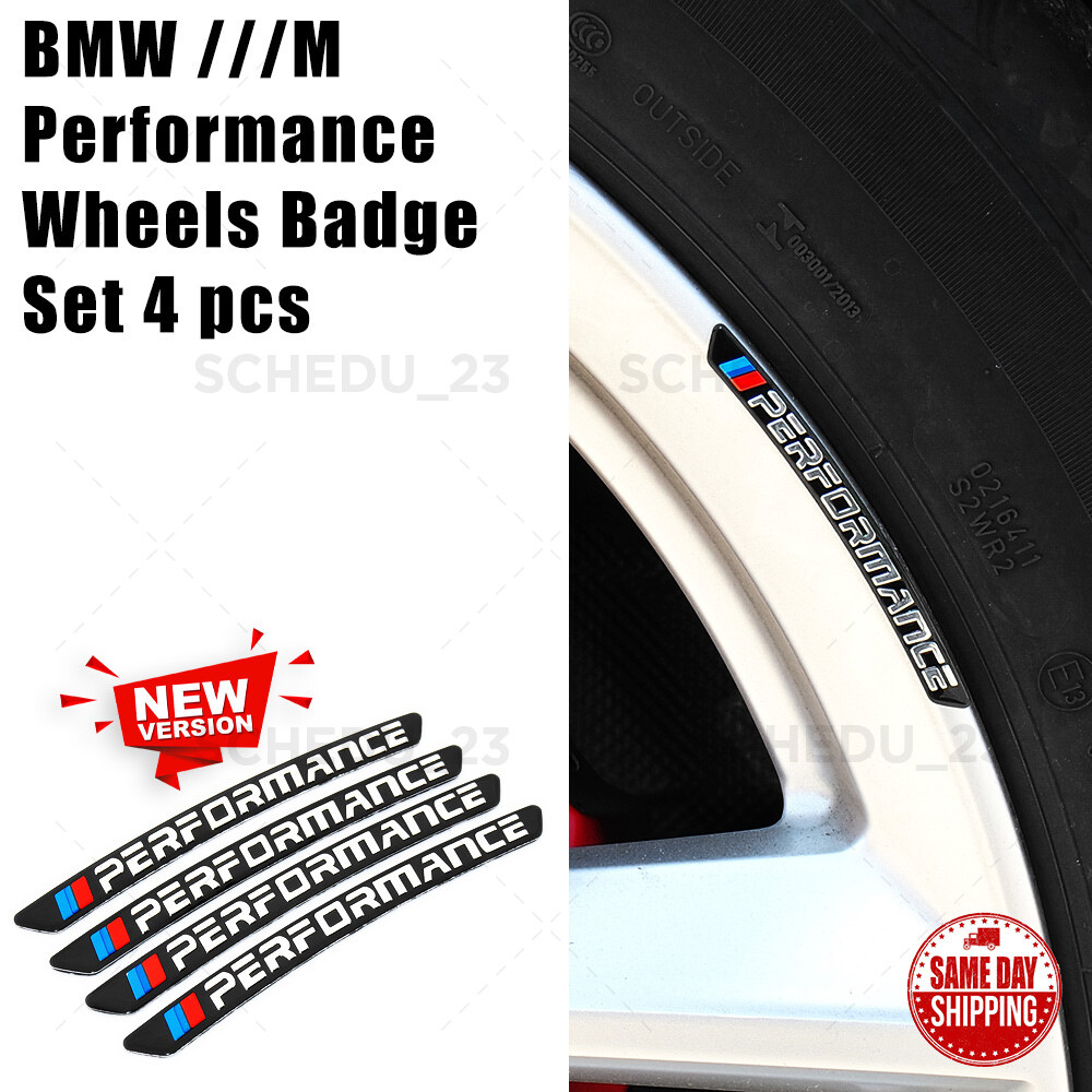 4pcs New M Performance Wheels 3D Sticker Badge Logo Emblem M Power Sport Black