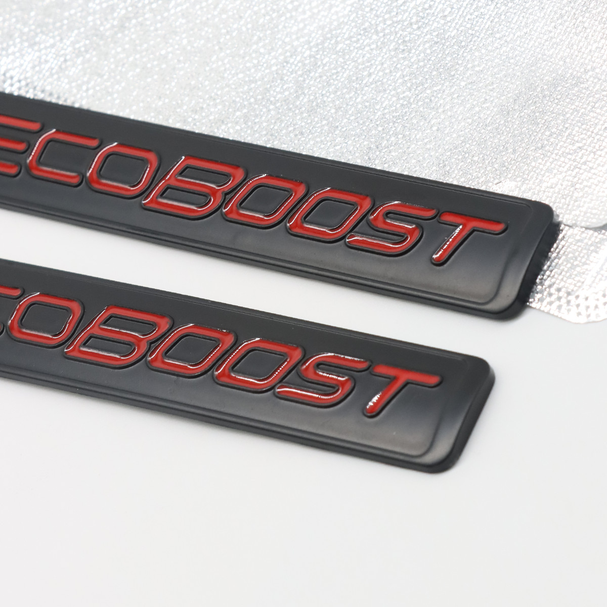 2Pcs For EcoBoost Emblems Fender Left&Right Small Badge 3D Nameplate Black Red