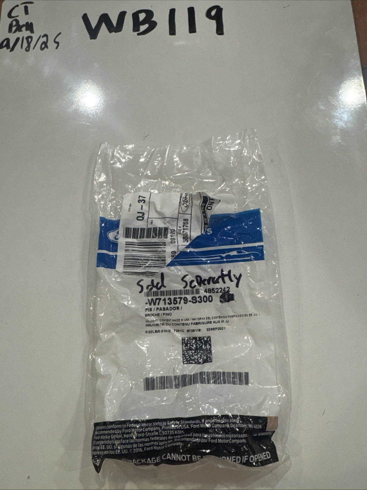 Ford W713579-S300 Locating Pin Sold Individually QTY (1) Genuine Ford Made In US