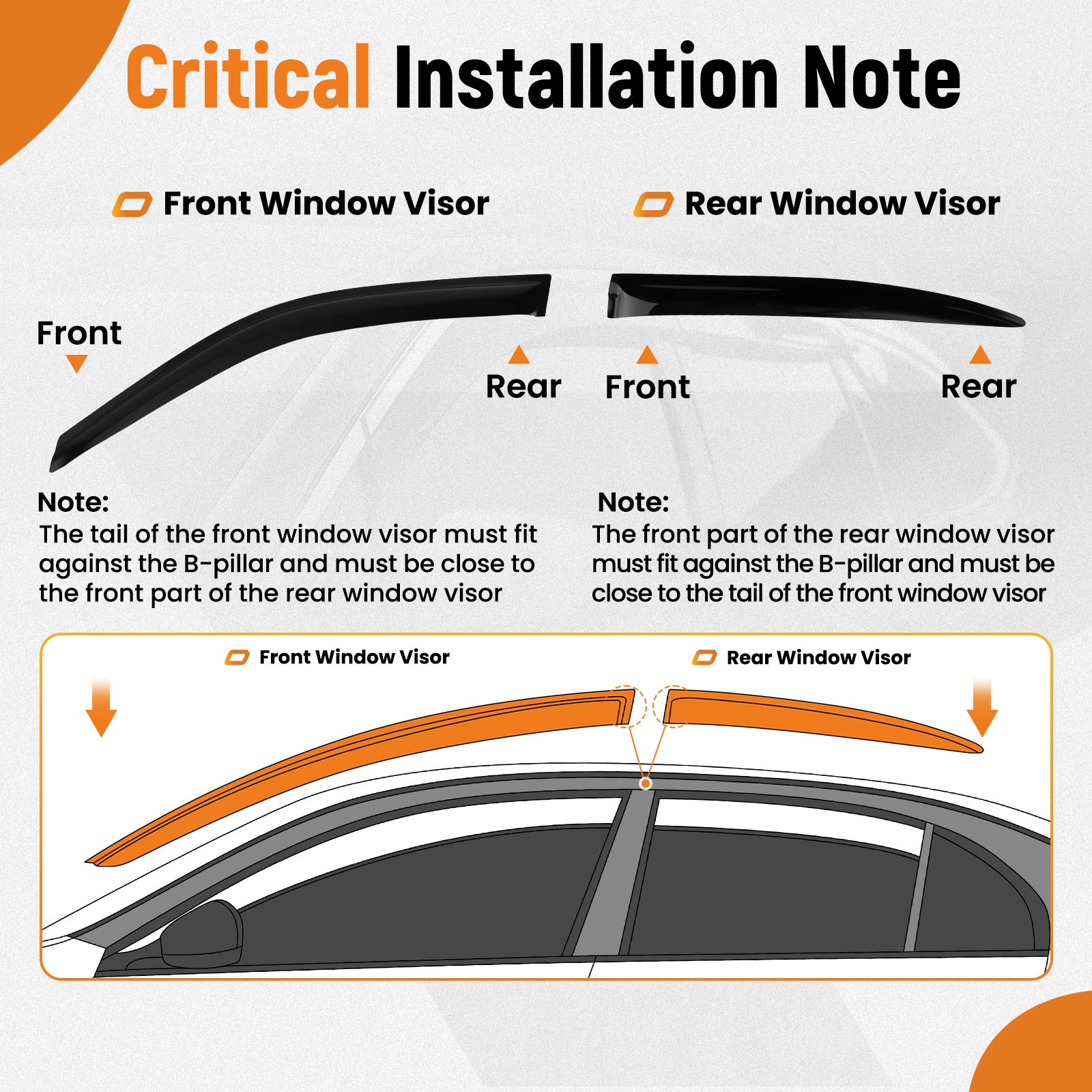 Window Visor Rain Guard for Toyota Prius 2004-2009 Front Rear 2.5mm Black
