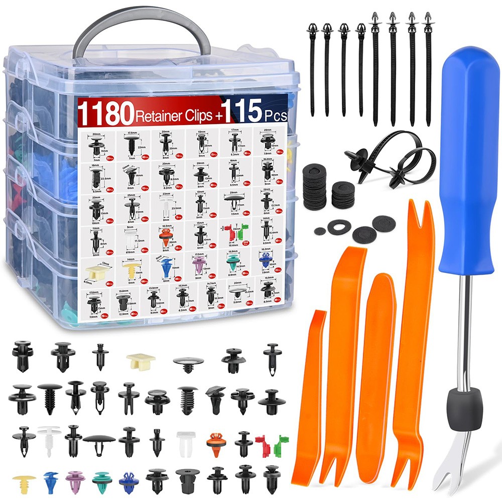 1295PCS Car Retainer Auto Fasteners Body Plastic Trim Clips Pin Rivet Bumper Kit