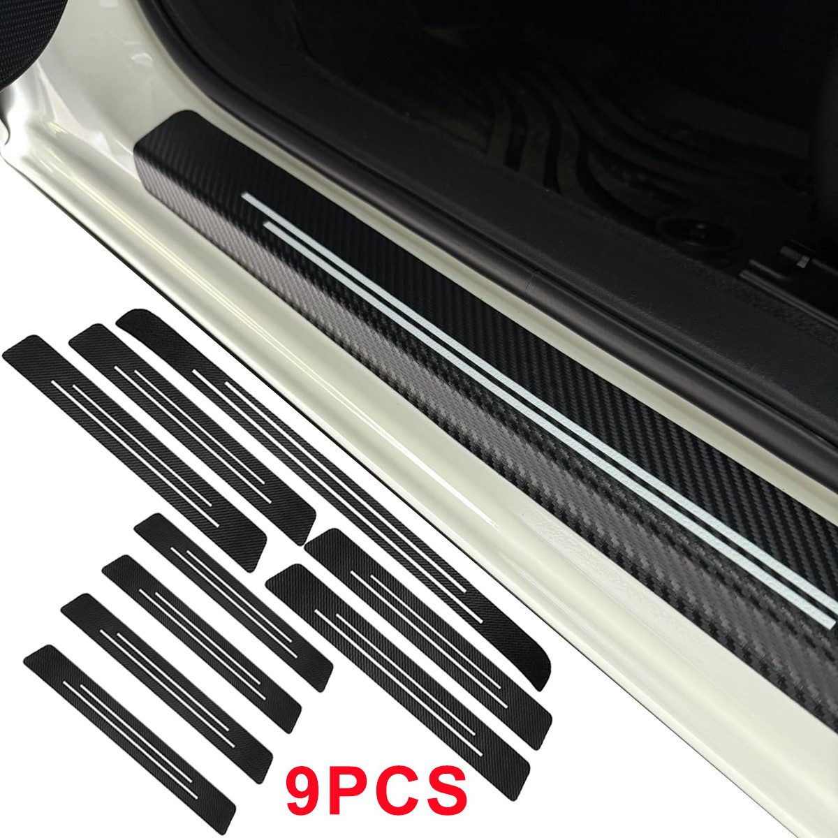 For Toyota 9PCS Door Sill Protector 2.8″ Wide Custom Fit Anti-Scratch Guards Kit